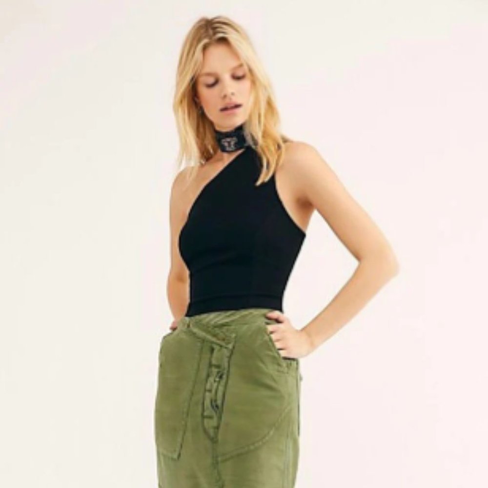 Free People Caroline One-Shoulder Top Black